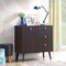 Brown 3-Drawer Storage Cabinet Adjustable Shelf Engineered Wood Mid-Century Design